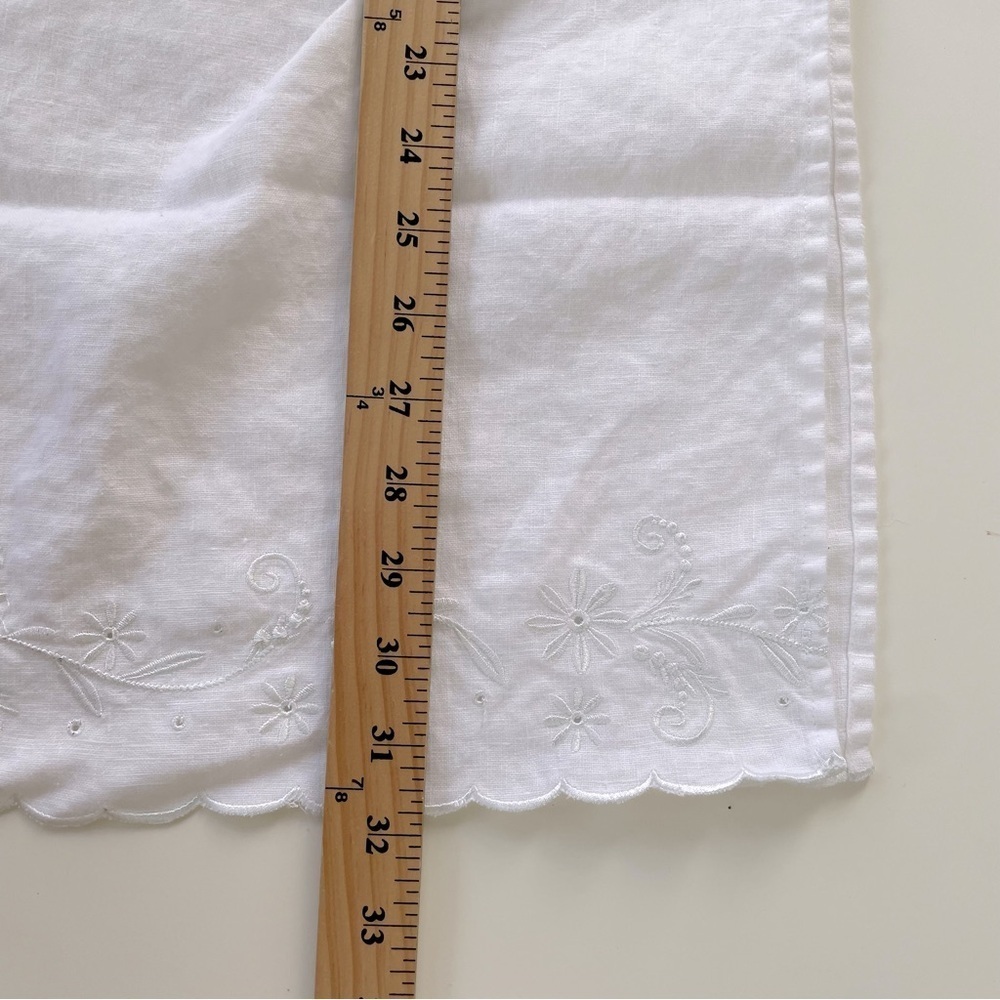 Studio West Women's Cream Ivory White 100% LINEN Embroidered Skirt Size LARGE - Picture 7 of 7
